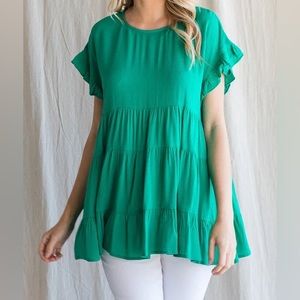 Jodifl Tiered Babydoll Top in Emerald Green